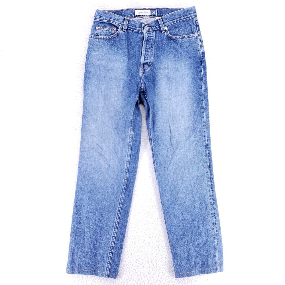 GAP Jeans Denim Cotton Womens SZ 10 Blue Straight Stretch VTG Low Rise 90s Slim